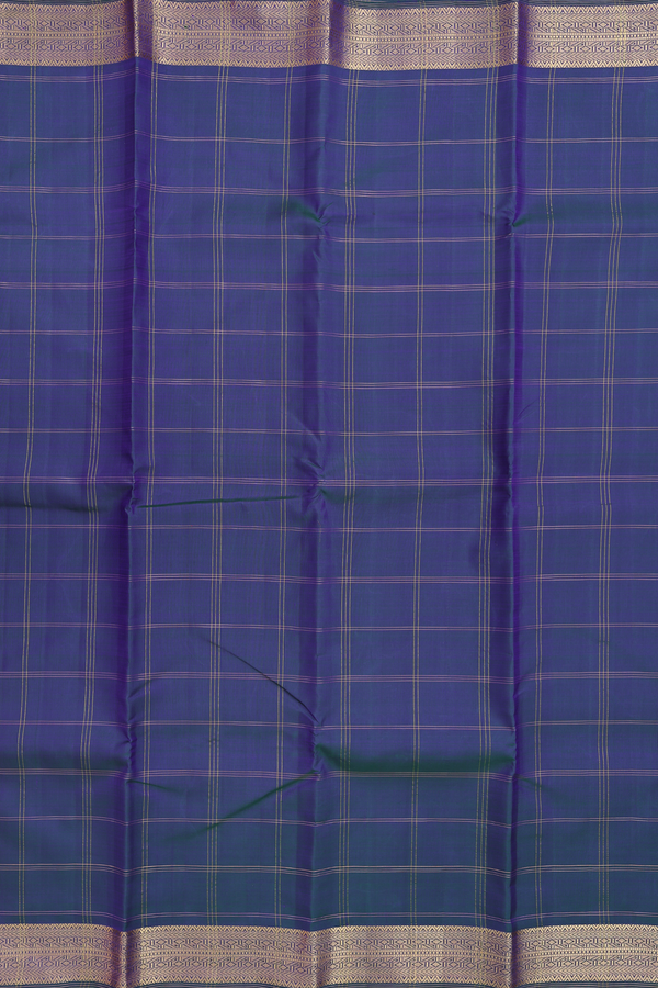 Kanchipuram Silk Saree In Dual Tone With Checks Design