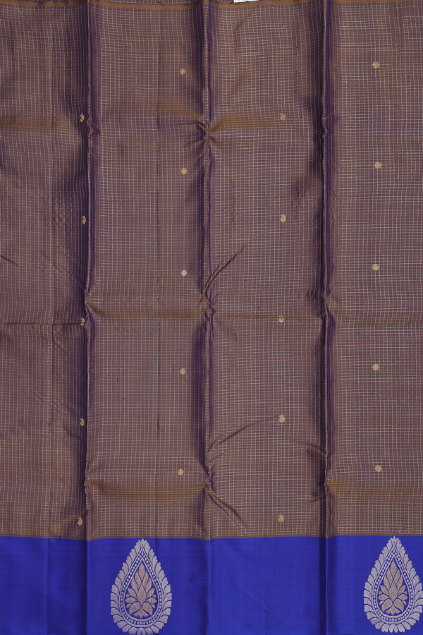 Kanchipuram Silk Saree In Dual Tone With Checks Design