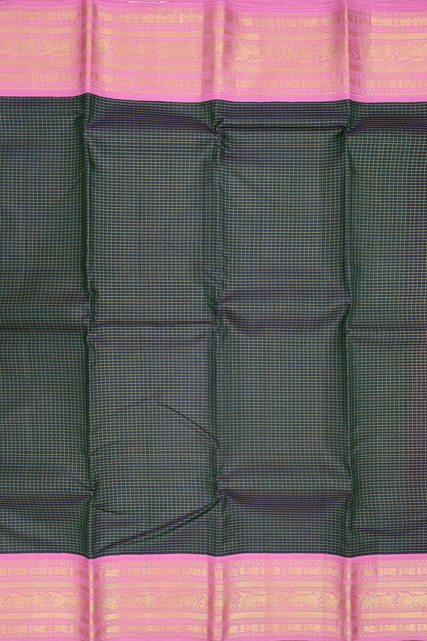 Kanchipuram Silk Saree In Dual Tone With Checks Design