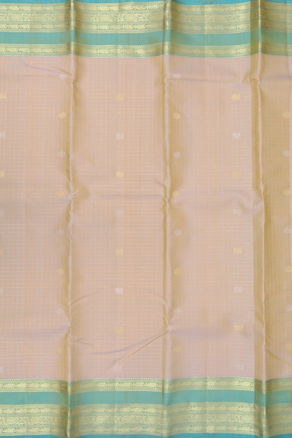 Kanchipuram Silk Saree In Dual Tone With Checks Design