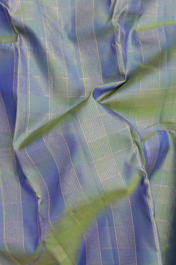 Kanchipuram Silk Saree In Dual Tone With Checks Design