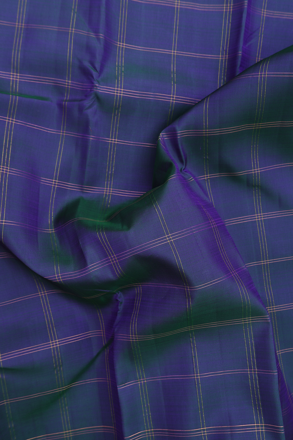 Kanchipuram Silk Saree In Dual Tone With Checks Design