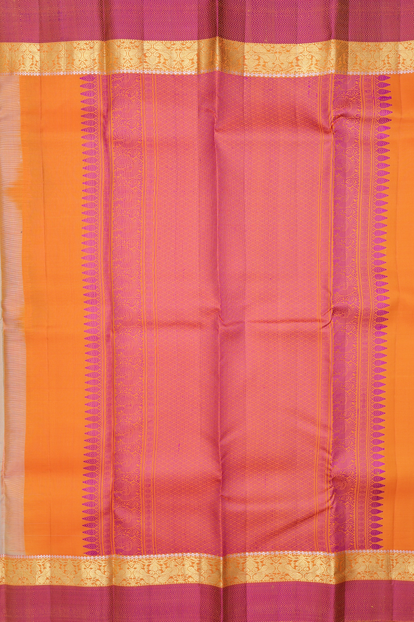 Kanchipuram Silk Saree In Dual Tone With Chevron Border
