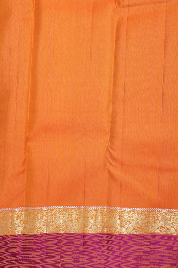 Kanchipuram Silk Saree In Dual Tone With Chevron Border