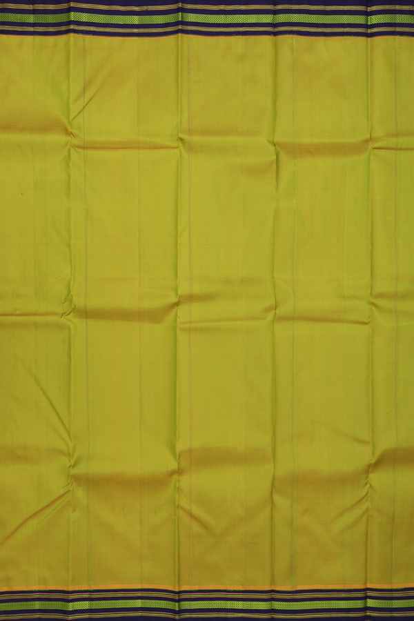 Kanchipuram Silk Saree In Pear Green With Contrast Border