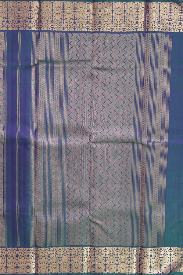 Kanchipuram Silk Saree In Dual Tone With Diagonal Design