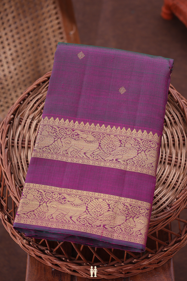 Kanchipuram Silk Saree In Dual Tone With Diamond Buttas