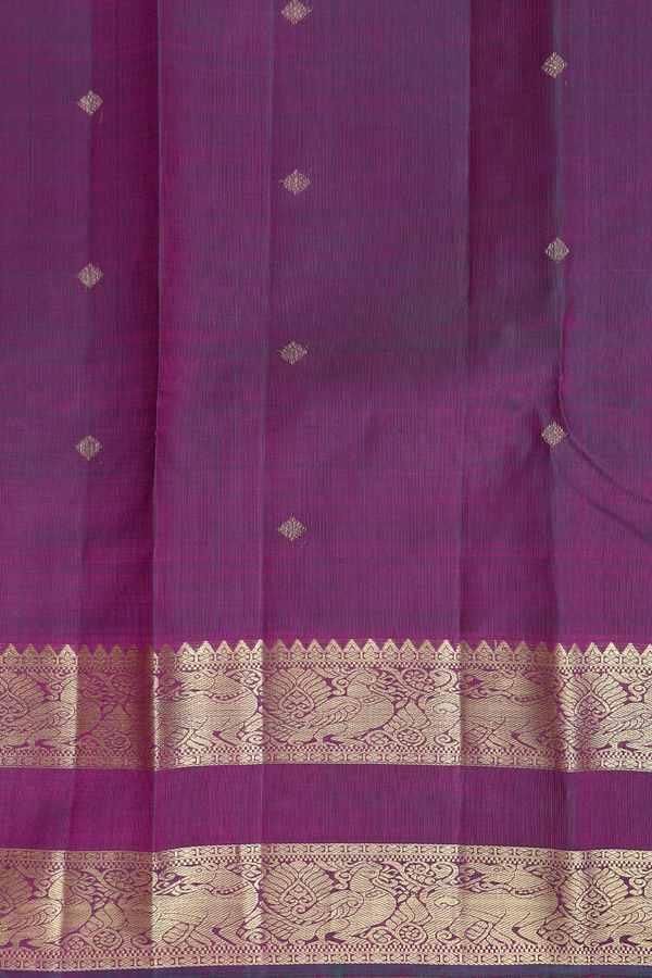 Kanchipuram Silk Saree In Dual Tone With Diamond Buttas