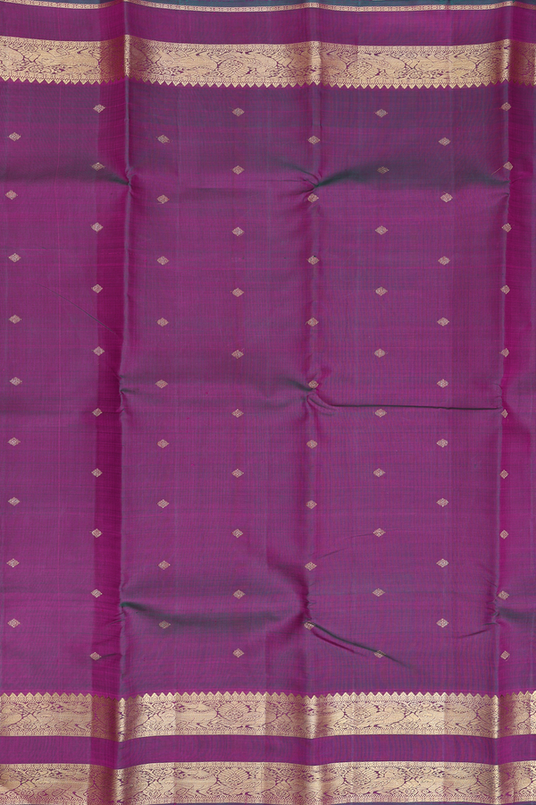 Kanchipuram Silk Saree In Dual Tone With Diamond Buttas