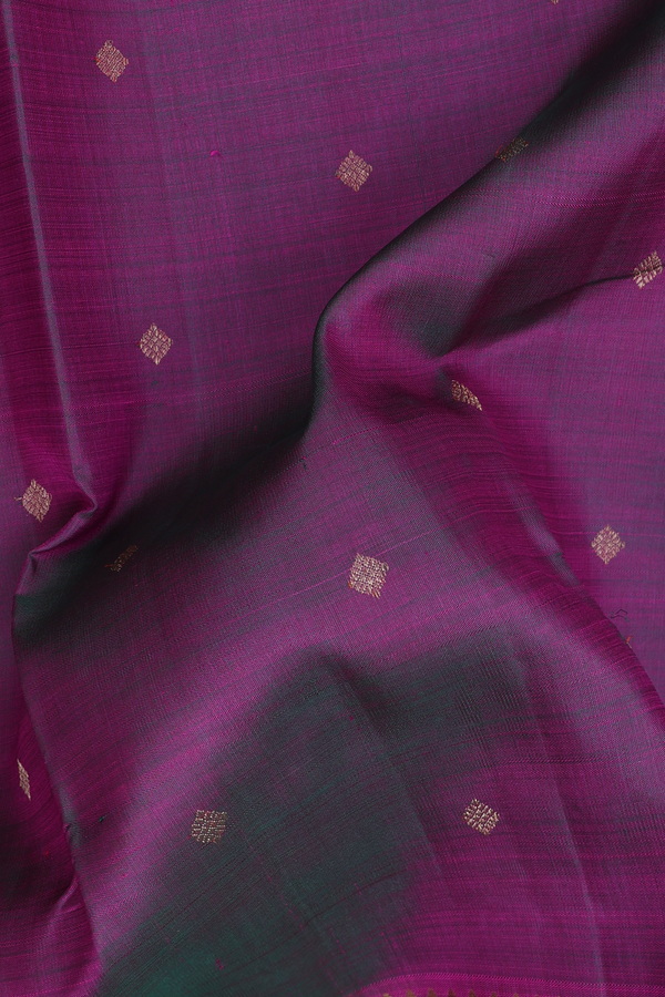 Kanchipuram Silk Saree In Dual Tone With Diamond Buttas