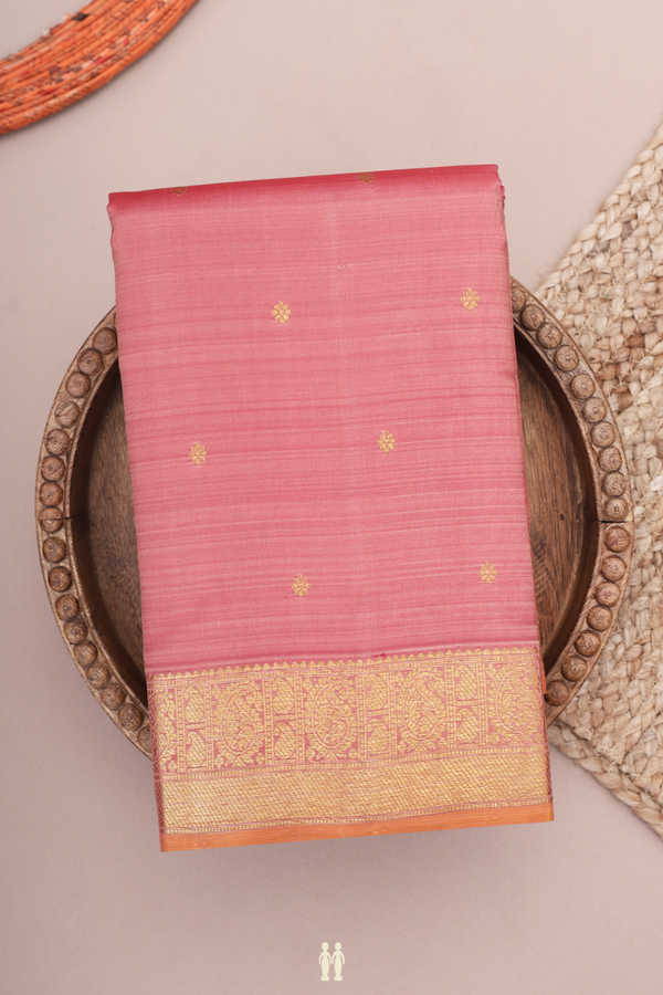 Kanchipuram Silk Saree In Dual Tone With Floral Buttas