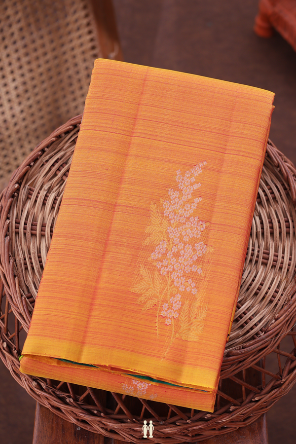 Kanchipuram Silk Saree In Dual Tone With Floral Design