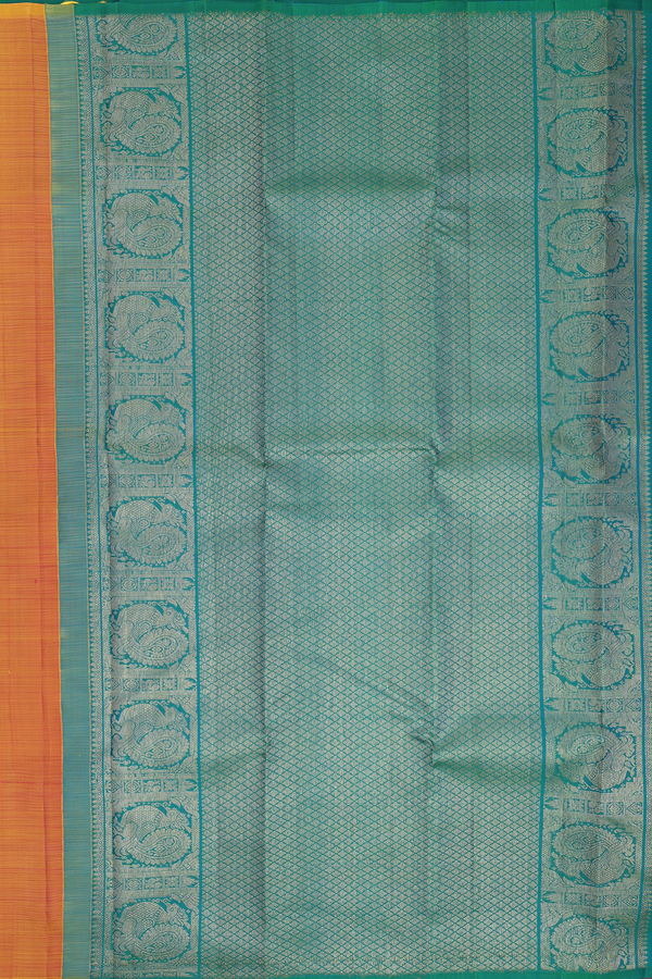 Kanchipuram Silk Saree In Dual Tone With Floral Design