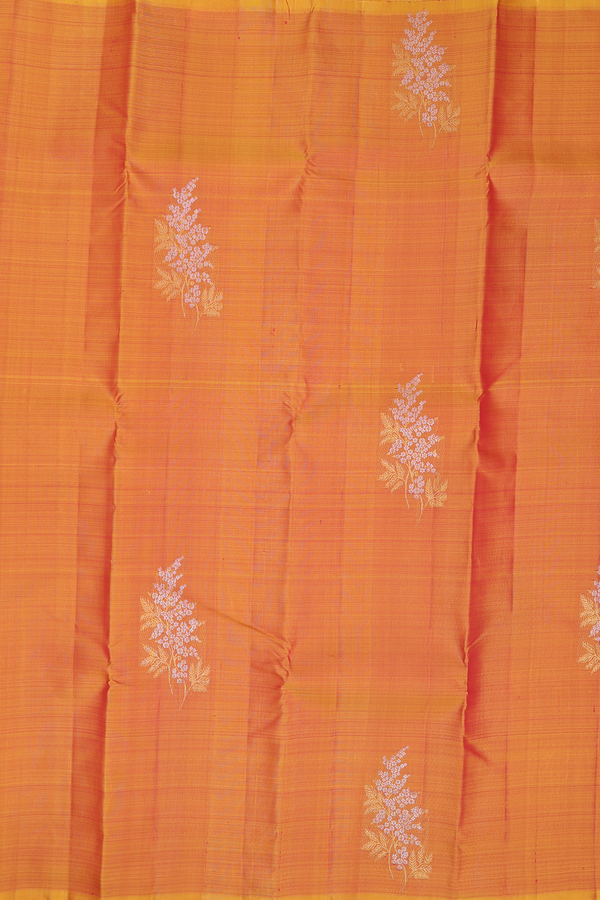 Kanchipuram Silk Saree In Dual Tone With Floral Design