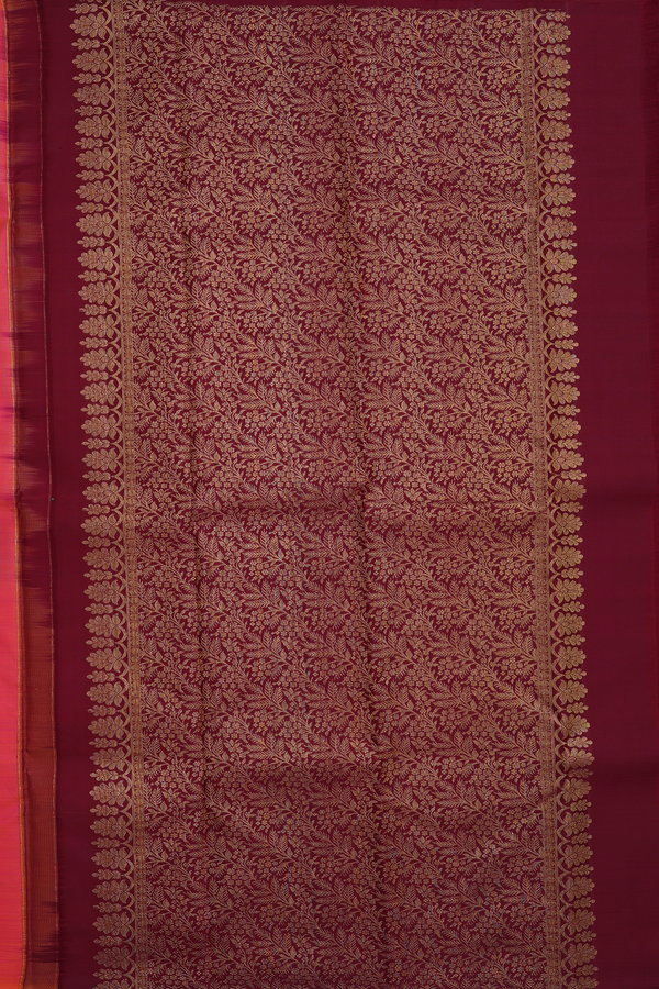 Kanchipuram Silk Saree In Dual Tone With Floral Motifs