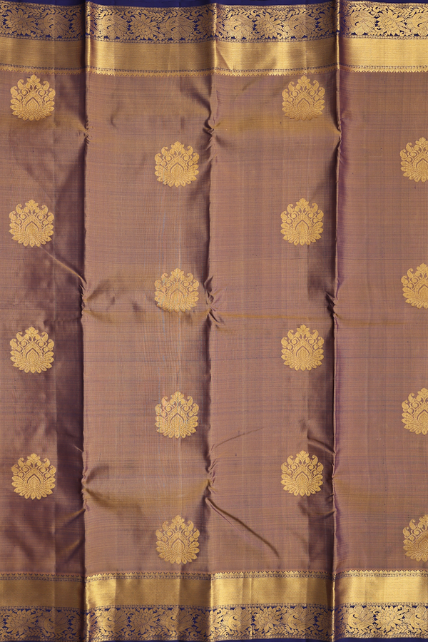 Kanchipuram Silk Saree In Dual Tone With Floral Motifs