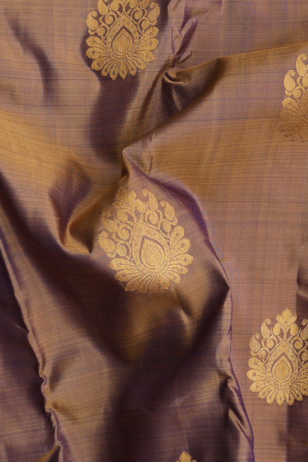Kanchipuram Silk Saree In Dual Tone With Floral Motifs