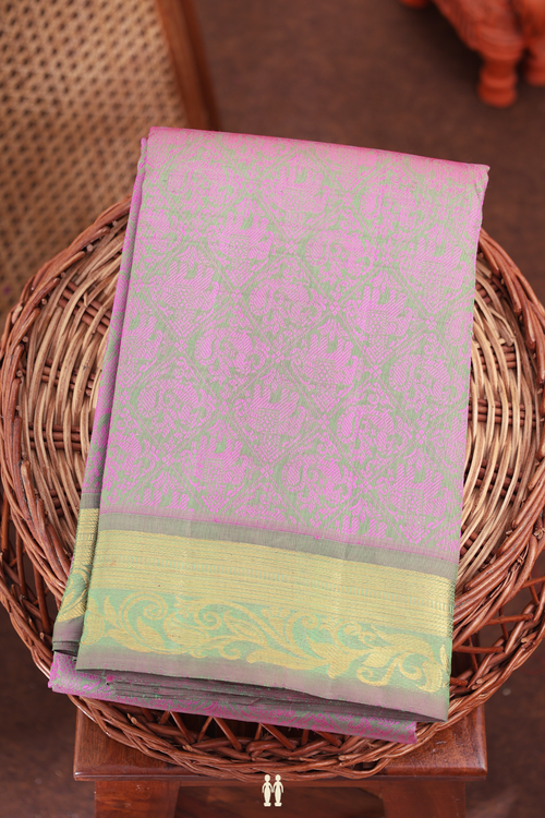Kanchipuram Silk Saree In Dual Tone With Jacquard Pattern