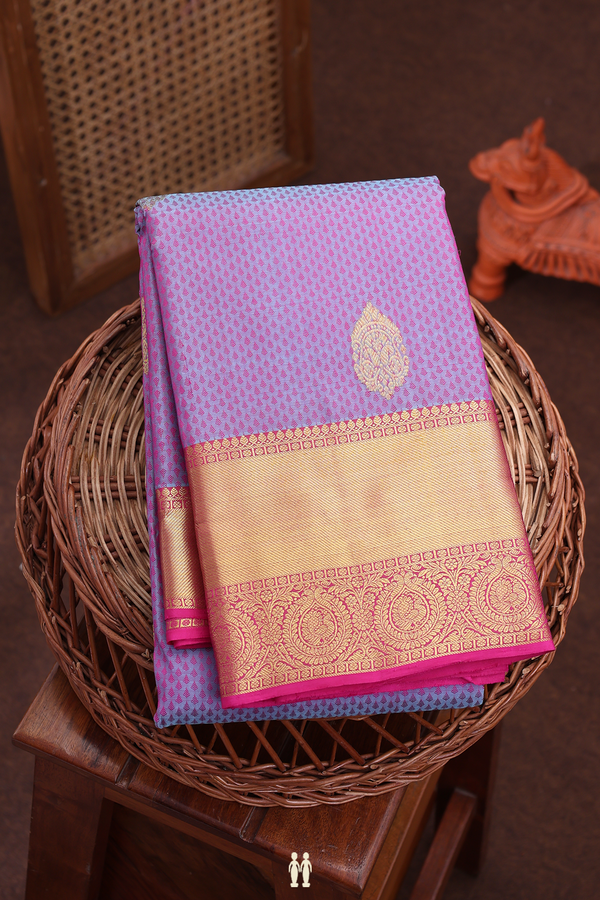 Kanchipuram Silk Saree In Dual Tone With Jacquard Pattern