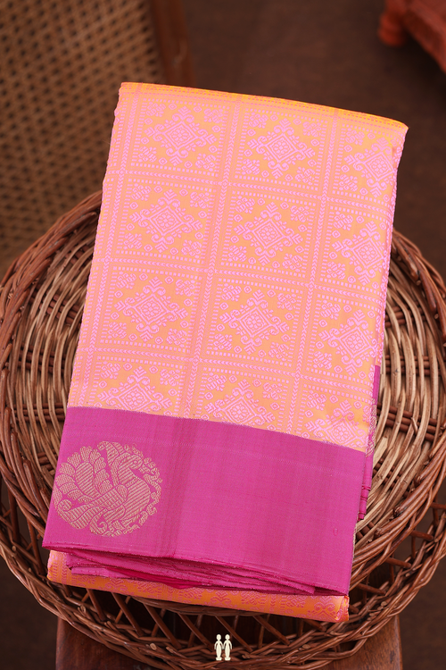 Kanchipuram Silk Saree In Dual Tone With Jacquard Pattern