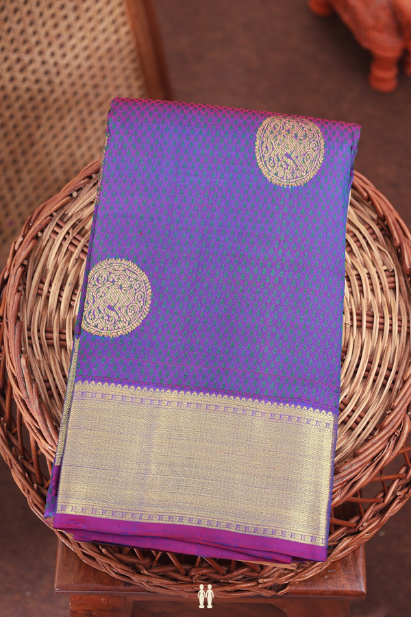 Kanchipuram Silk Saree In Dual Tone With Jacquard Pattern