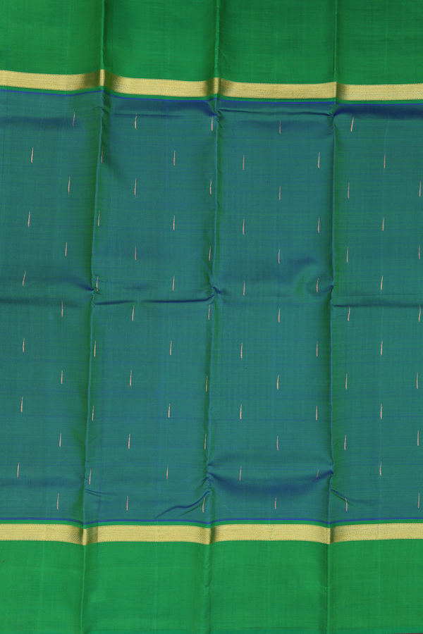 Kanchipuram Silk Saree In Dual Tone With Malli Moggu Buttas