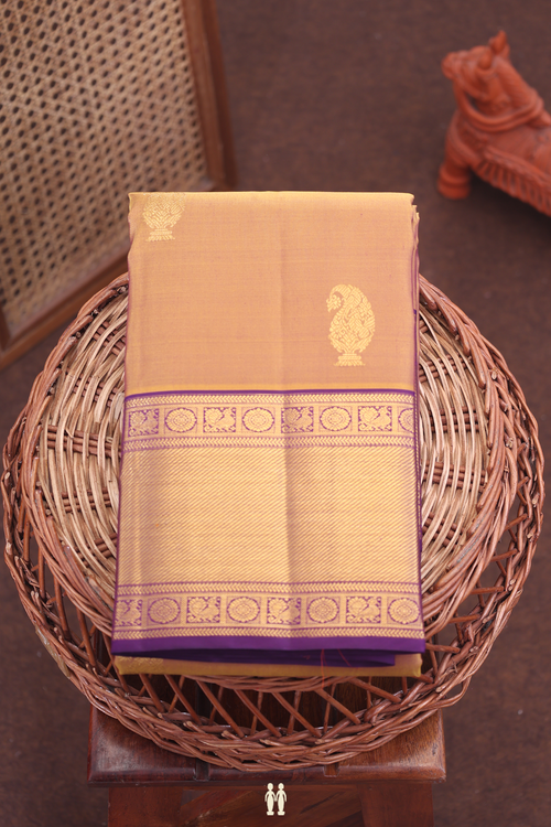 Kanchipuram Silk Saree In Dual Tone With Paisley Buttas