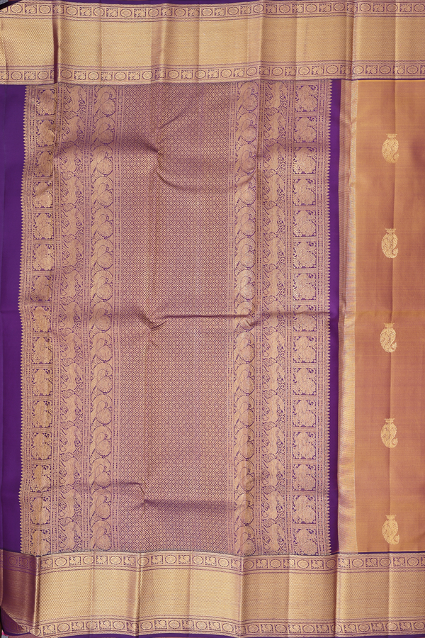 Kanchipuram Silk Saree In Dual Tone With Paisley Buttas