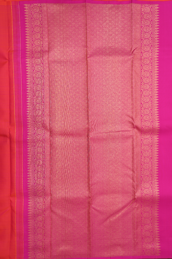 Kanchipuram Silk Saree In Reddish Pink  With Paisley Motifs
