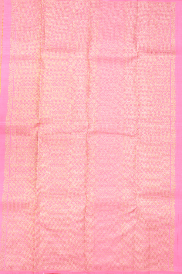 Kanchipuram Silk Saree In Coral Pink With Parrot Design