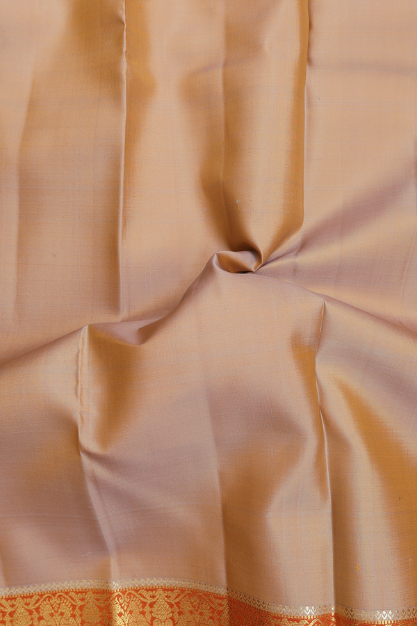 Kanchipuram Silk Saree In Dual Tone With Peacock Border