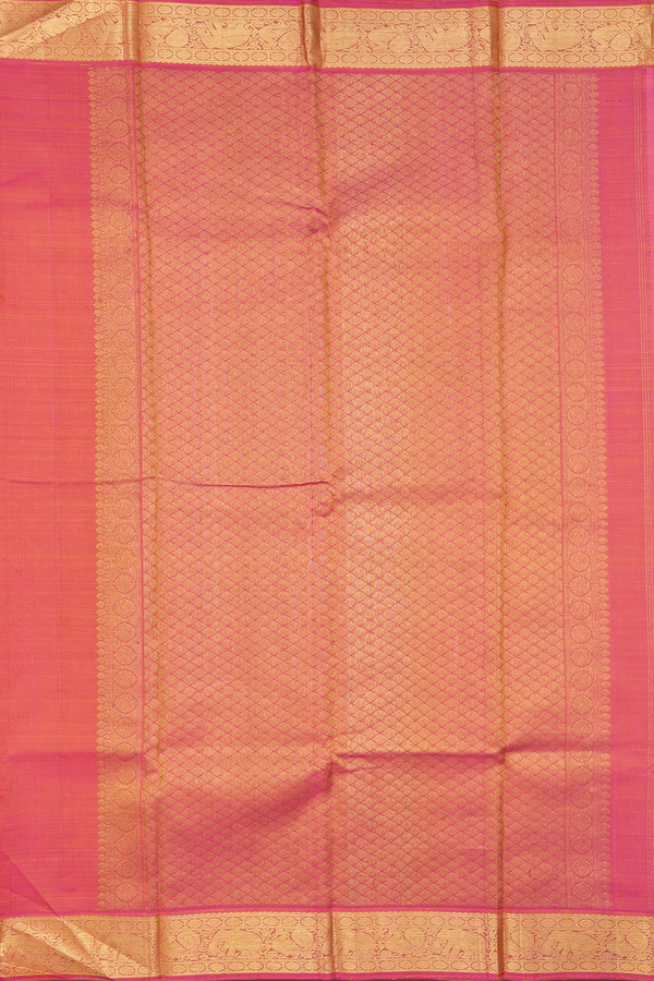 Kanchipuram Silk Saree In Dual Tone With Peacock Buttas