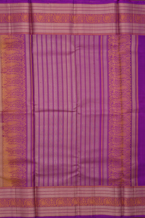 Kanchipuram Silk Saree In Dual Tone With Peacock Buttas