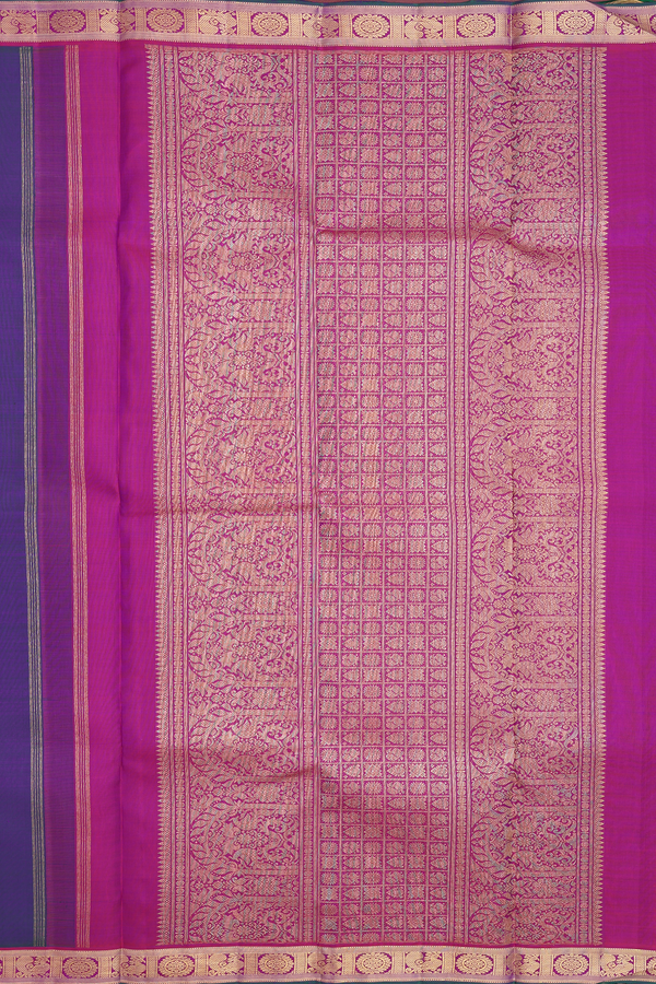 Kanchipuram Silk Saree In Dual Tone With Peacock Buttas