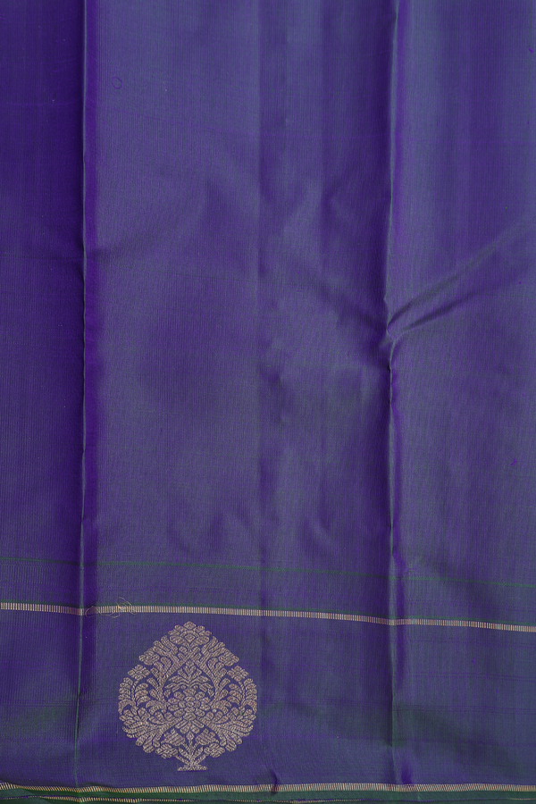 Kanchipuram Silk Saree In Dual Tone With Peacock Buttas