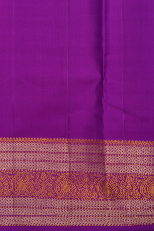 Kanchipuram Silk Saree In Dual Tone With Peacock Buttas