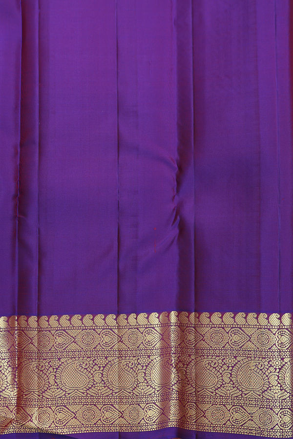 Kanchipuram Silk Saree In Dual Tone With Peacock Buttas