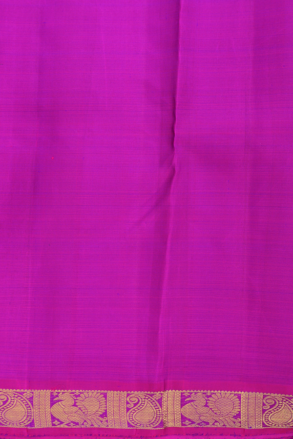 Kanchipuram Silk Saree In Dual Tone With Peacock Buttas