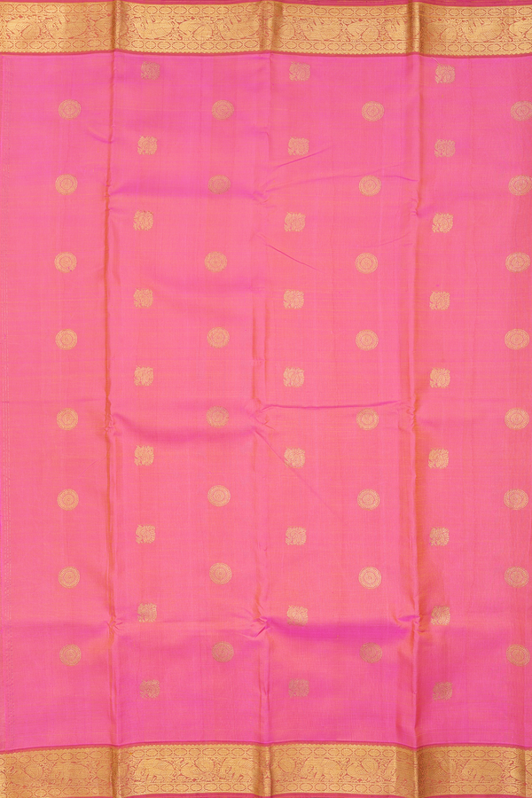 Kanchipuram Silk Saree In Dual Tone With Peacock Buttas