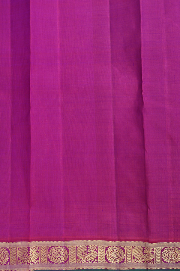 Kanchipuram Silk Saree In Dual Tone With Peacock Buttas