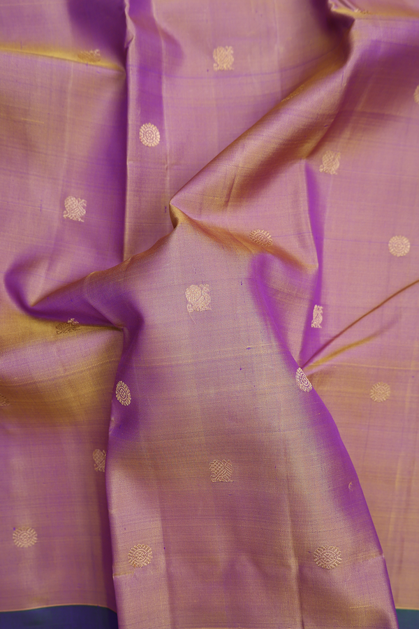 Kanchipuram Silk Saree In Dual Tone With Peacock Buttas