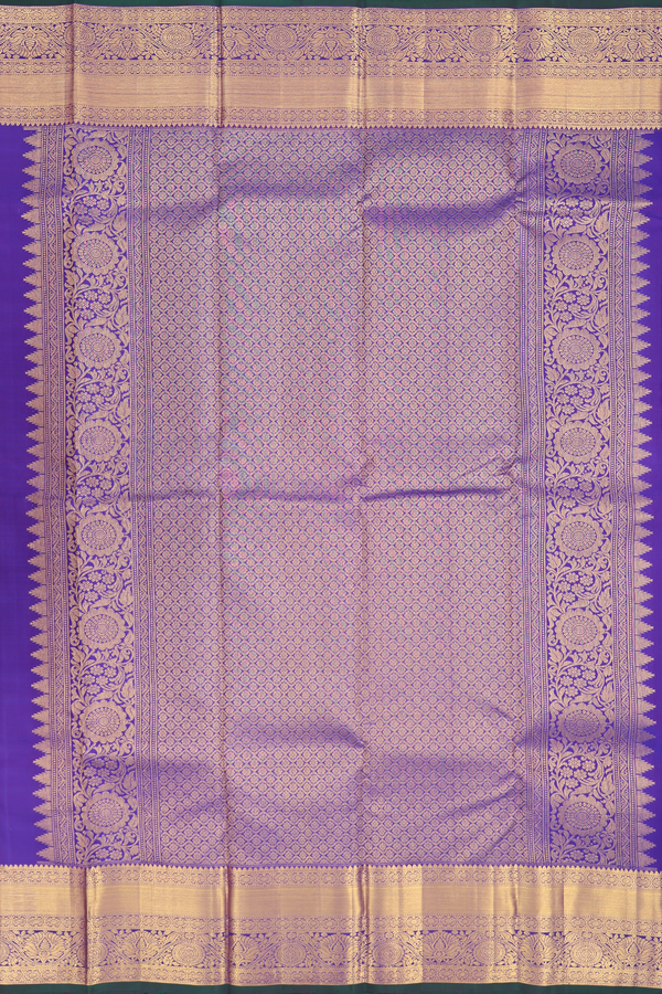 Kanchipuram Silk Saree In Dual Tone With Peacock Motifs