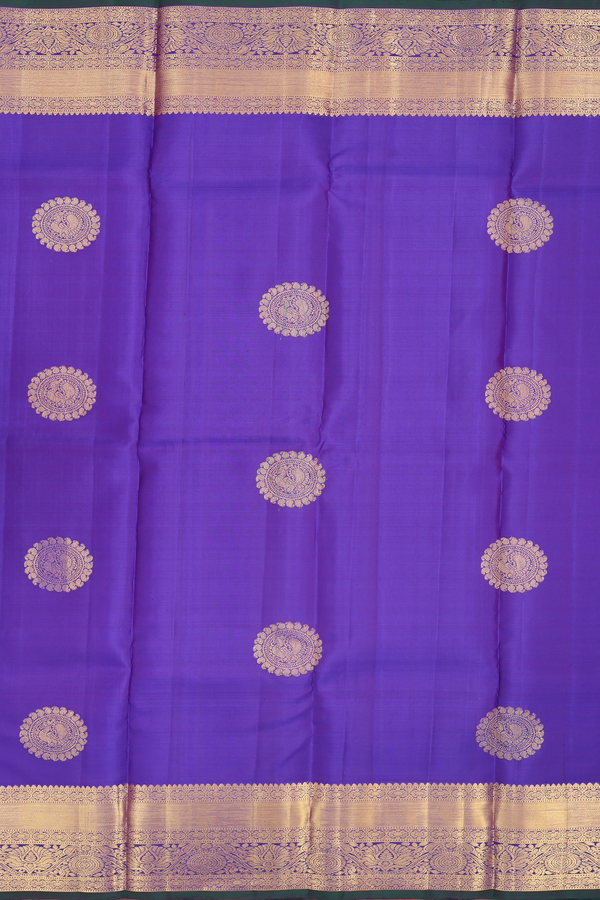 Kanchipuram Silk Saree In Dual Tone With Peacock Motifs