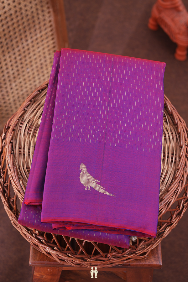 Kanchipuram Silk Saree In Dual Tone With Stripes Design