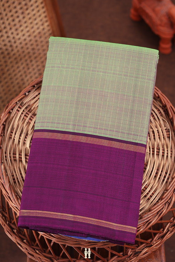 Kanchipuram Silk Saree In Dual Tone With Stripes Design