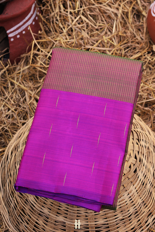 Kanchipuram Silk Saree In Dual Tone With Stripes Design