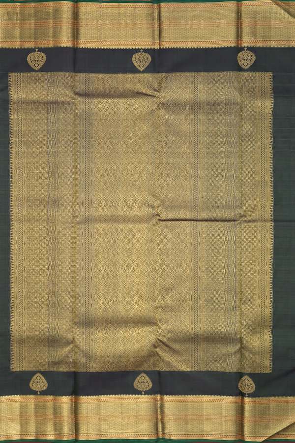 Kanchipuram Silk Saree In Dual Tone With Stripes Design