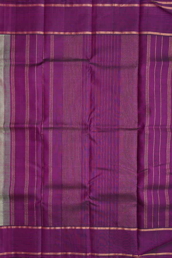 Kanchipuram Silk Saree In Dual Tone With Stripes Design