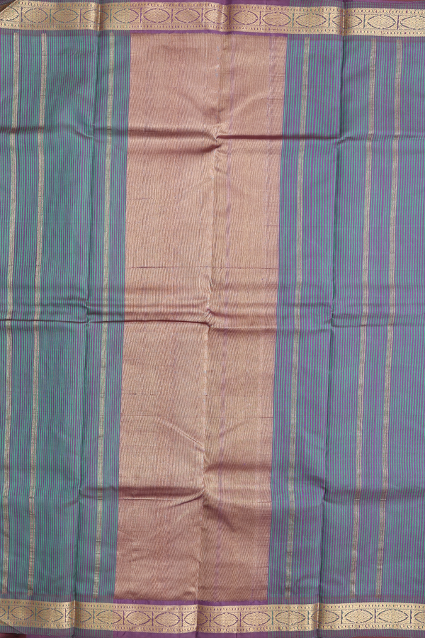 Kanchipuram Silk Saree In Dual Tone With Stripes Design
