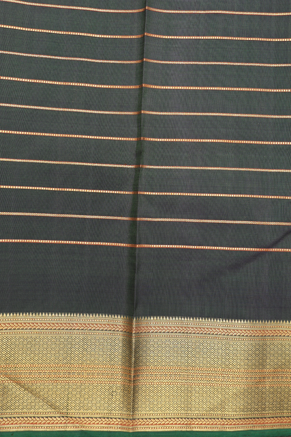 Kanchipuram Silk Saree In Dual Tone With Stripes Design